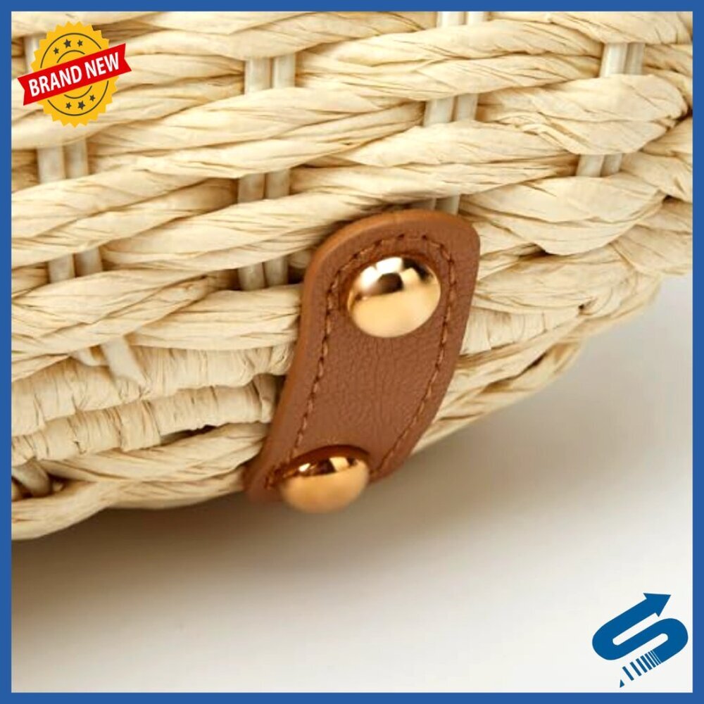 Straw Woven Crossbody Bag Dumpling Shape Retro Chic Summer Beach Purse - Picture 5 of 7